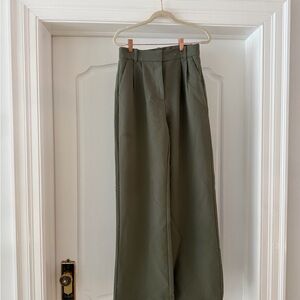 Stylish Olive Green Wide-Leg Pants